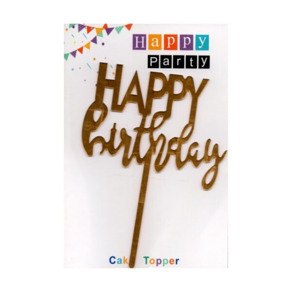 Happy Birthday Cake Topper Gold